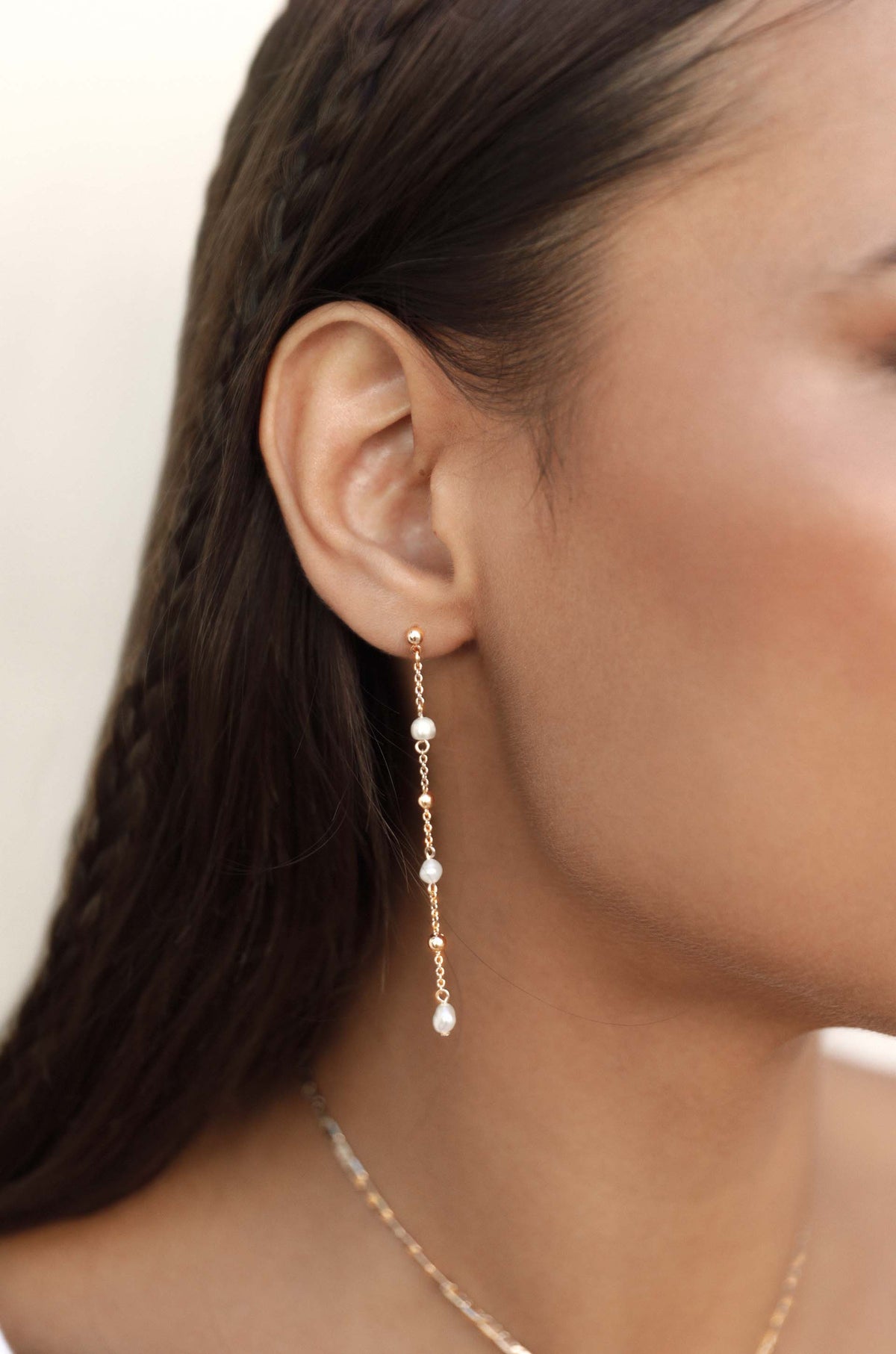 Double Piercing Freshwater Pearl Earrings - Pearl | Ettika