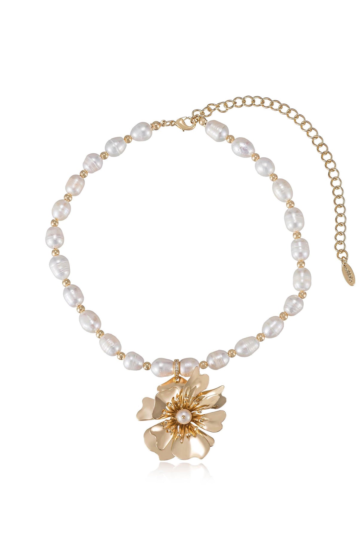 Golden Petals and Pearl Necklace - Pearl | Ettika
