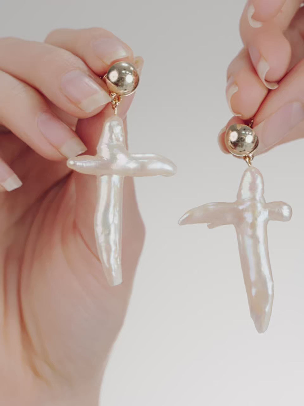 Organic Freshwater Pearl Cross Earrings - Pearl | Ettika