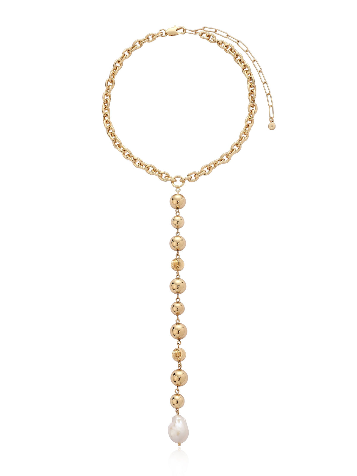 Deep Drop Pearl Lariat Necklace - Pearl with 18k Gold Plating | Ettika
