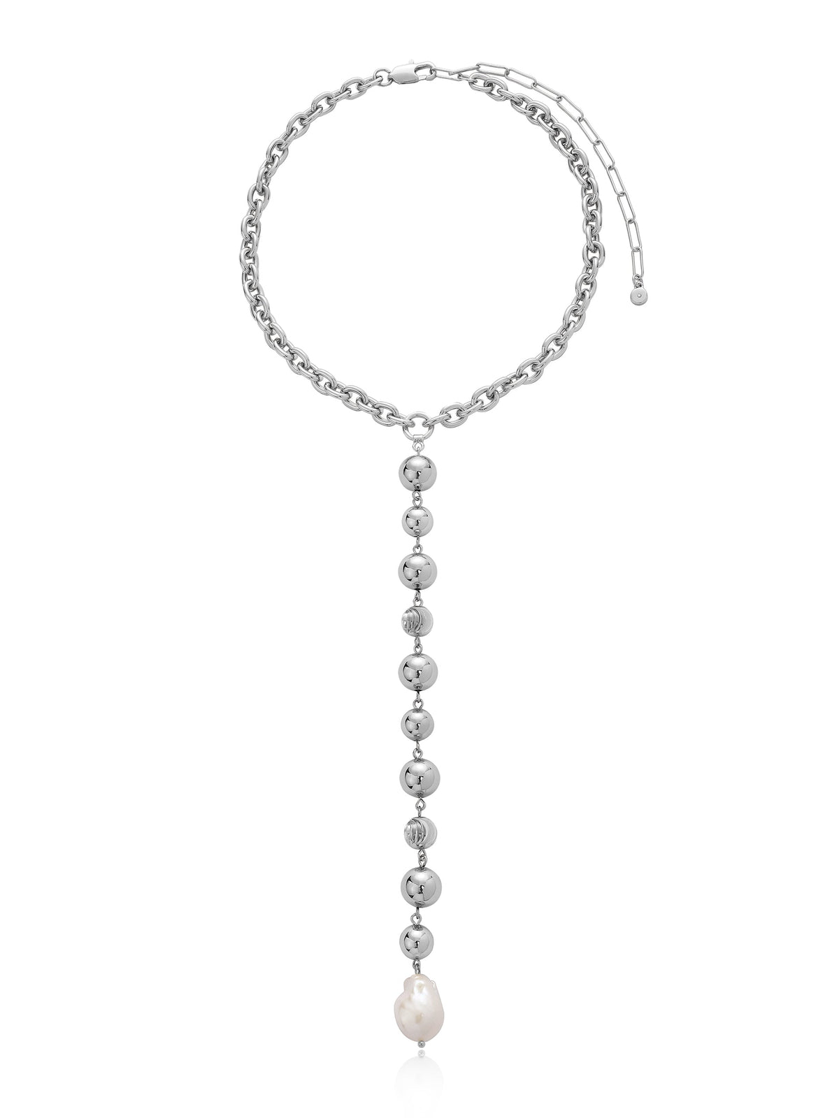 Deep Drop Pearl Lariat Necklace - Pearl with 18k Gold Plating | Ettika