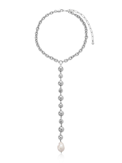 Deep Drop Pearl Lariat Necklace - Pearl with 18k Gold Plating | Ettika