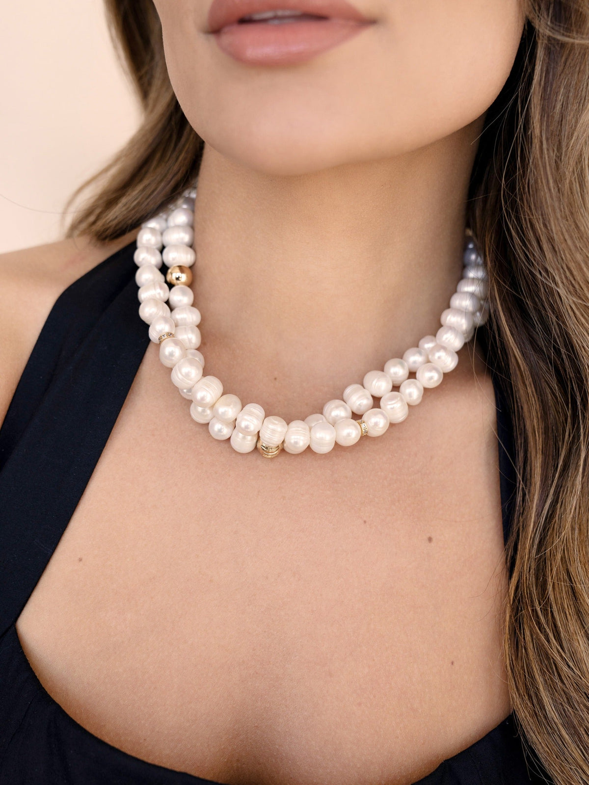 Double Strand Pearl Necklace - Pearl | Ettika