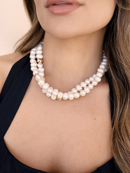 Double Strand Pearl Necklace - Pearl | Ettika