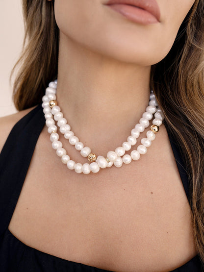 Double Strand Pearl Necklace - Pearl | Ettika