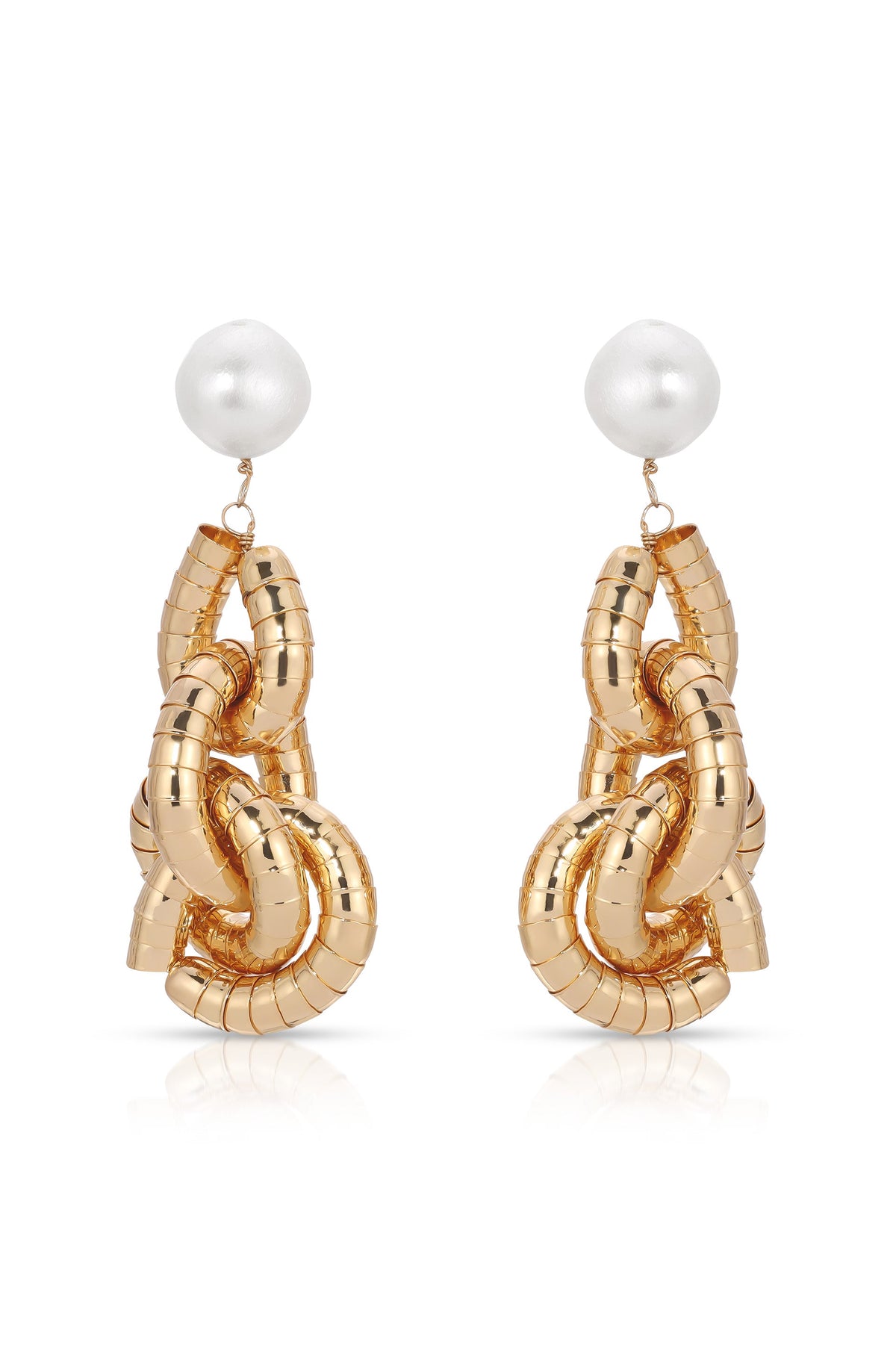 Liquid Gold Pearl Drop Earrings - Pearl with 18k Gold Plating | Ettika