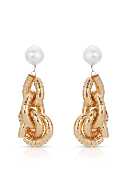 Liquid Gold Pearl Drop Earrings - Pearl with 18k Gold Plating | Ettika