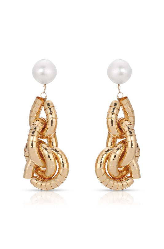 Liquid Gold Pearl Drop Earrings - Pearl with 18k Gold Plating | Ettika