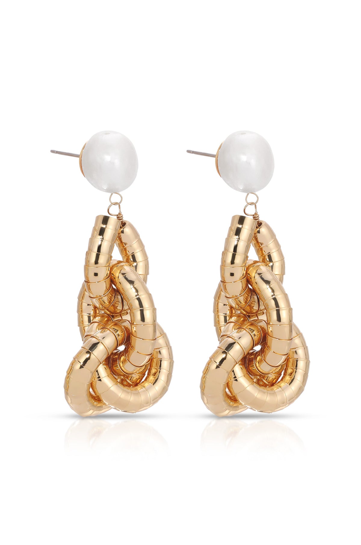 Liquid Gold Pearl Drop Earrings - Pearl with 18k Gold Plating | Ettika
