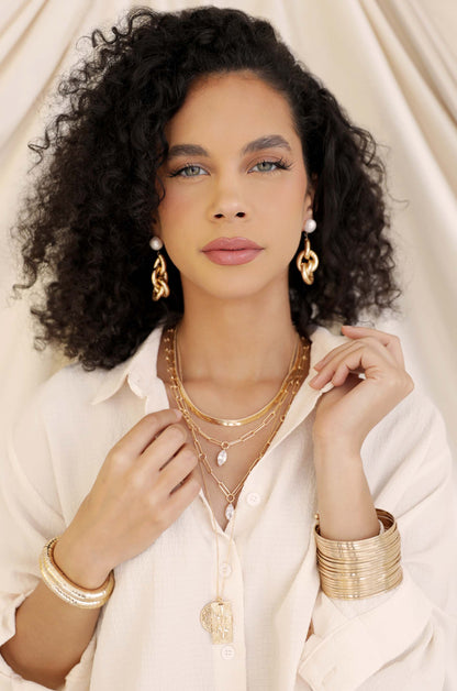 Liquid Gold Pearl Drop Earrings - Pearl with 18k Gold Plating | Ettika