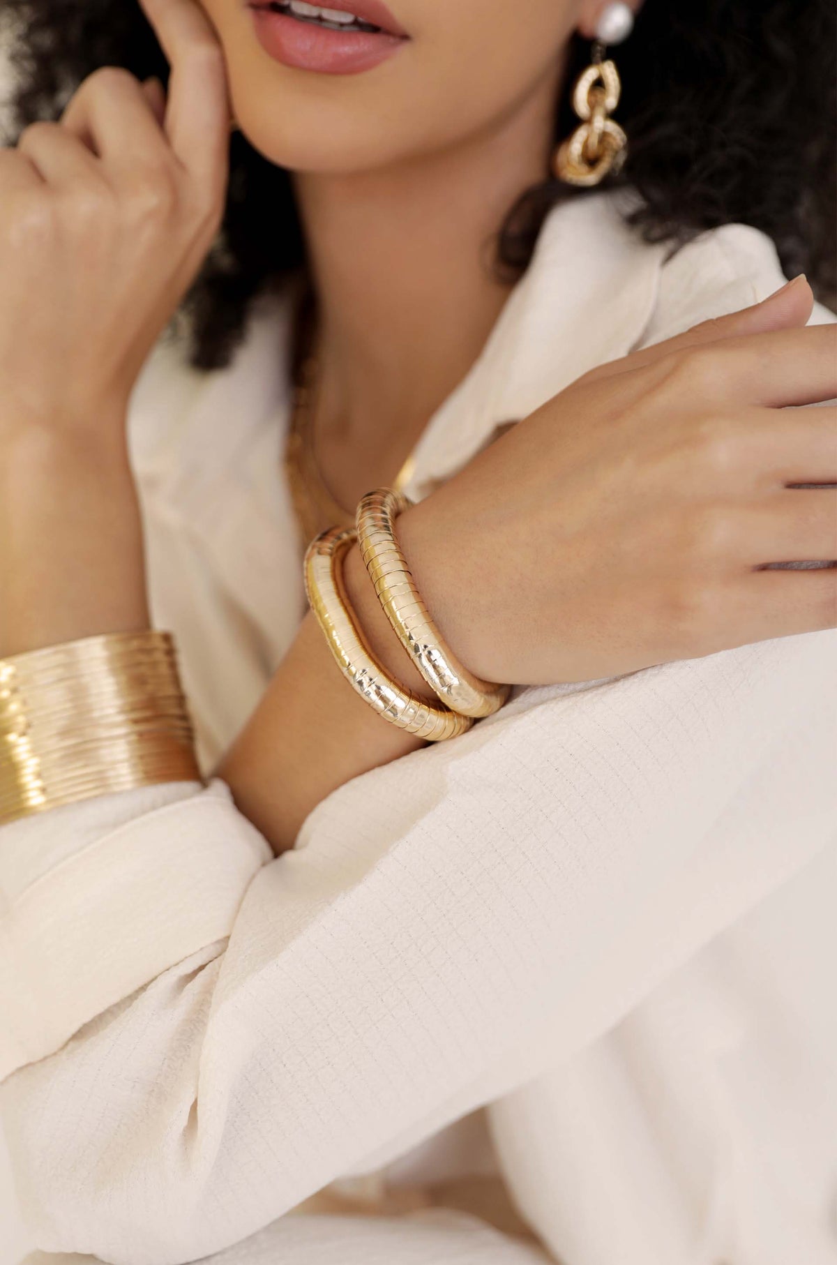 Liquid Gold Stretch Bracelet Set - 18k Gold Plated | Ettika