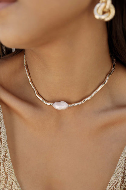 Liquid Gold and Pearl Choker - Pearl with 18k Gold Plating | Ettika