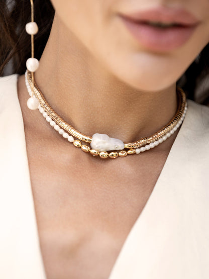 Liquid Gold and Pearl Choker - Pearl with 18k Gold Plating | Ettika