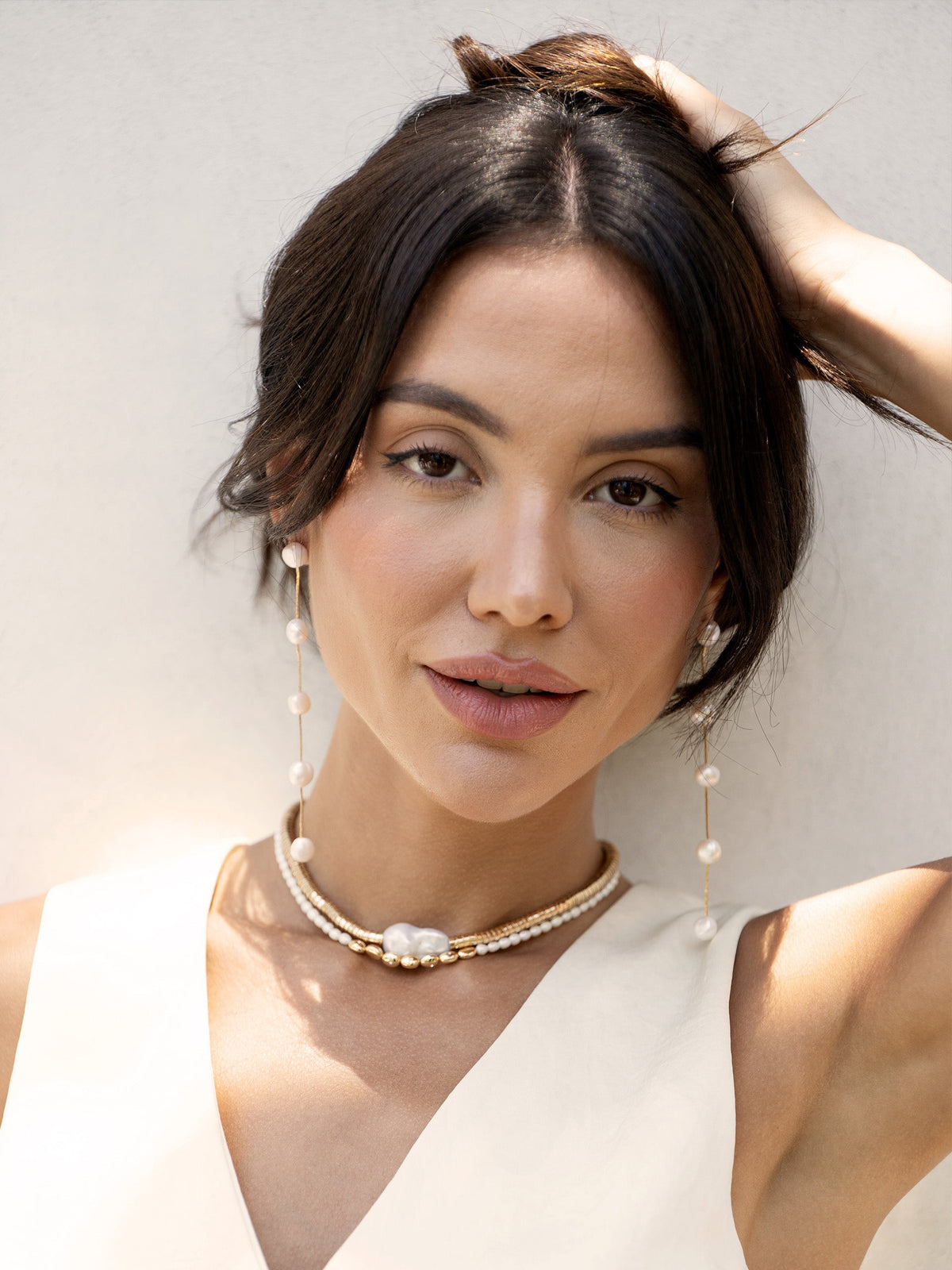 Liquid Gold and Pearl Choker - Pearl with 18k Gold Plating | Ettika