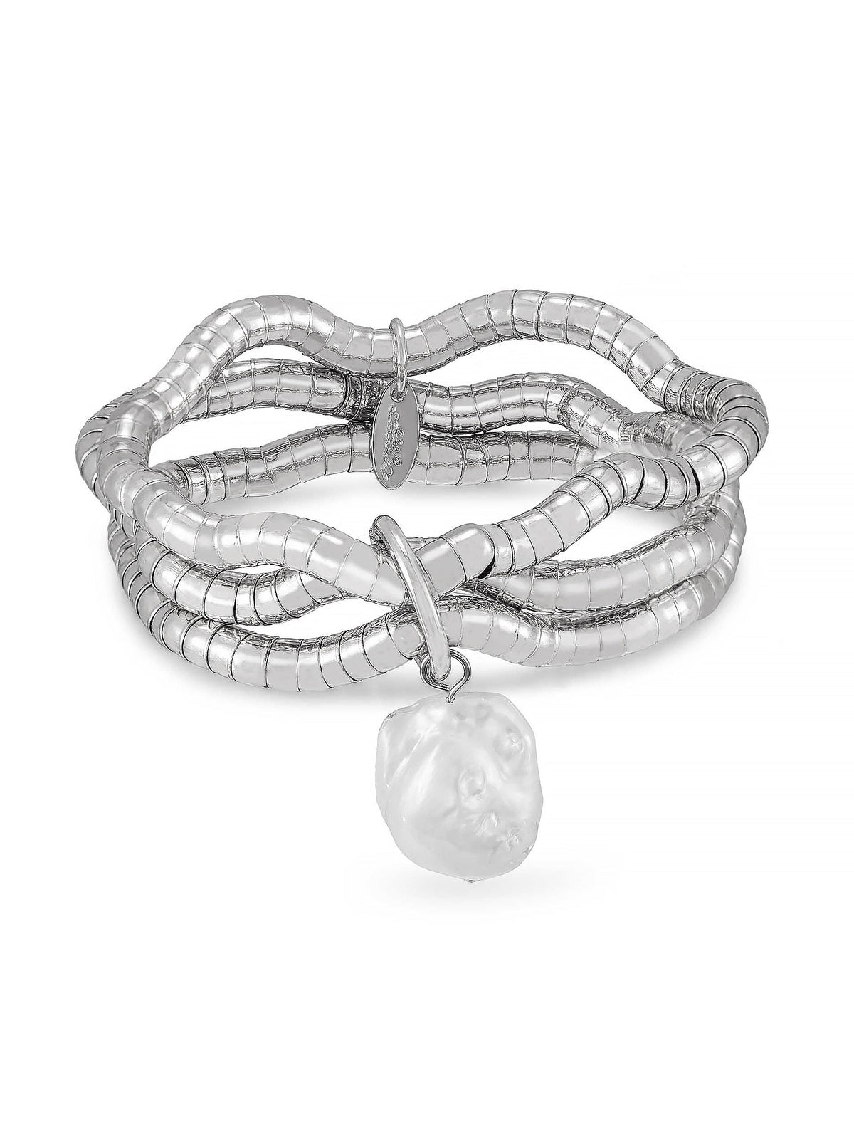 Liquid Gold and Pearl Stretch Bracelet - Pearl with 18k Gold Plating | Ettika
