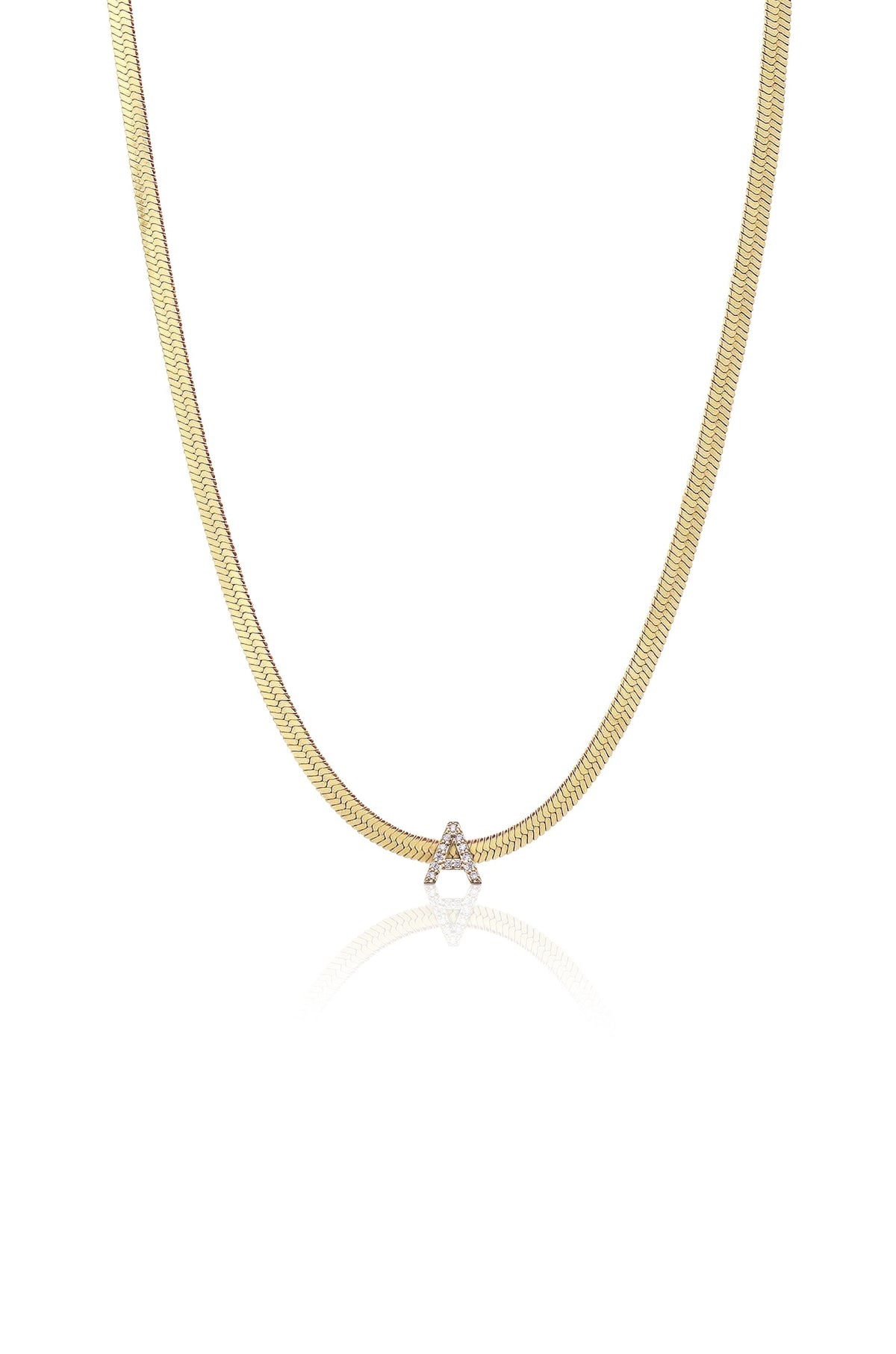 Initial Herringbone Necklace - A | Ettika