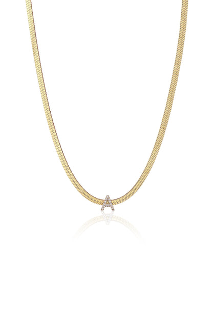 Initial Herringbone Necklace - A | Ettika
