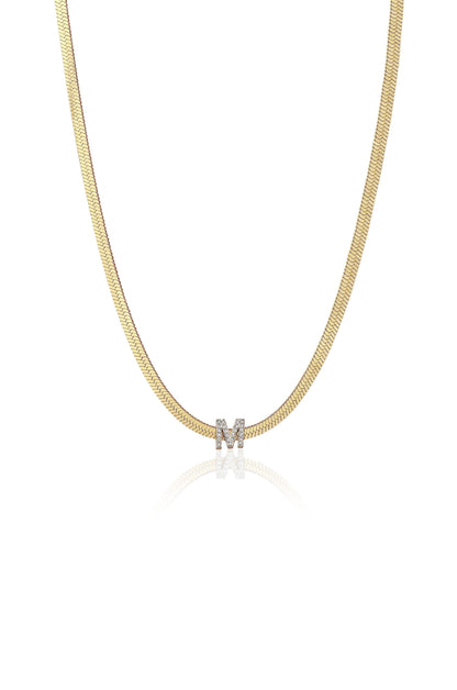 Initial Herringbone Necklace - A | Ettika