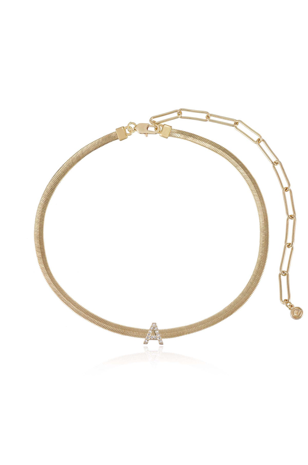 Initial Herringbone Necklace - A | Ettika