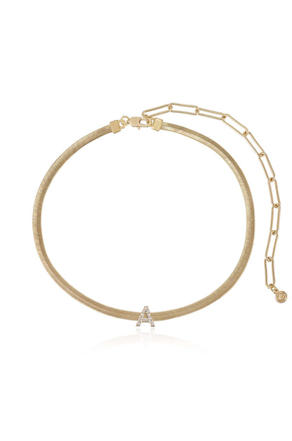 Initial Herringbone Necklace - A | Ettika