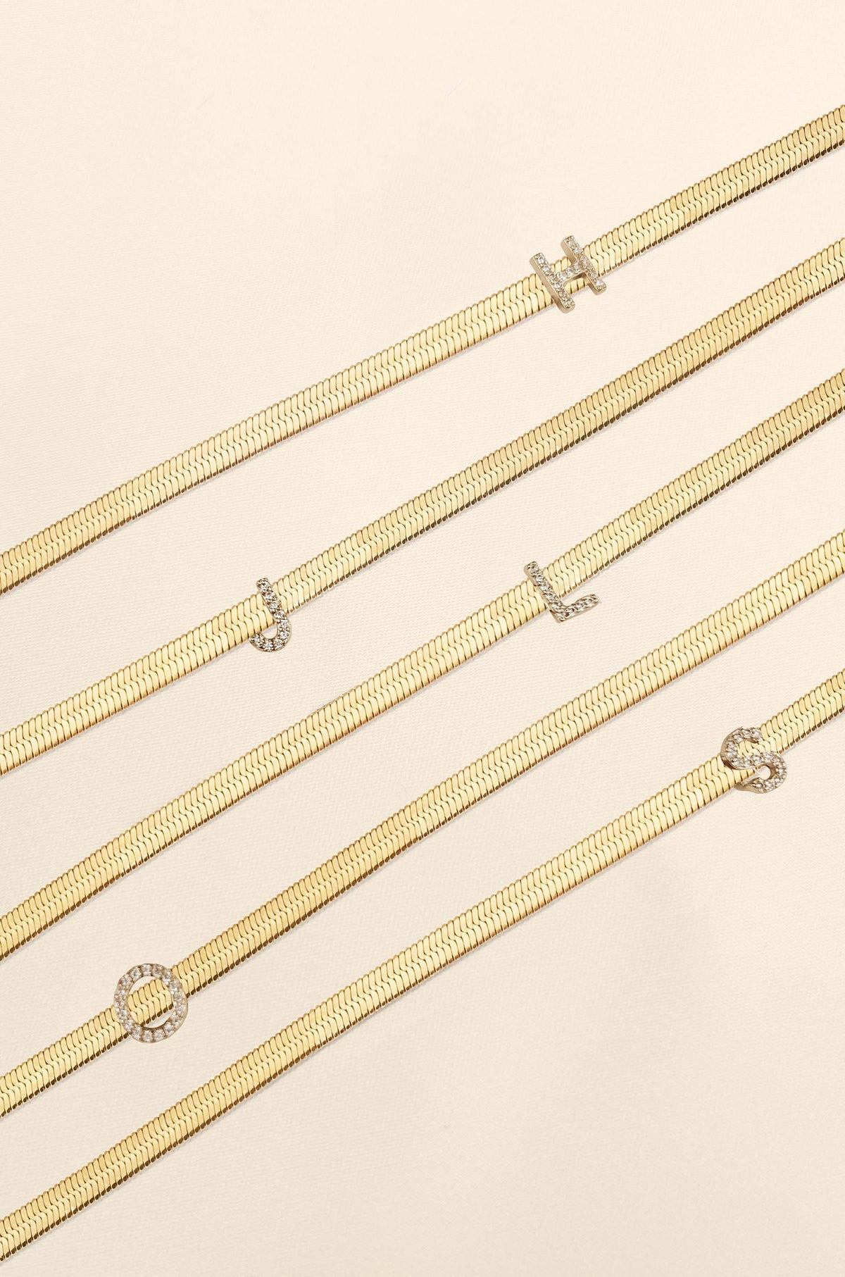 Initial Herringbone Necklace - A | Ettika