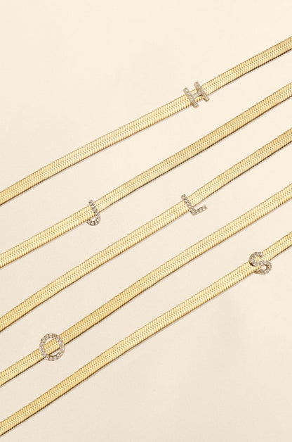 Initial Herringbone Necklace - A | Ettika