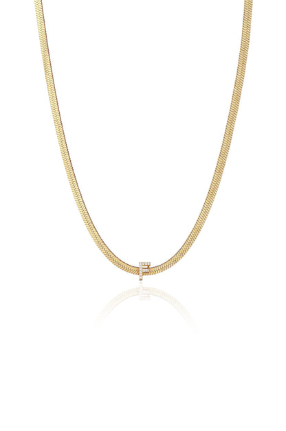 Initial Herringbone Necklace - A | Ettika