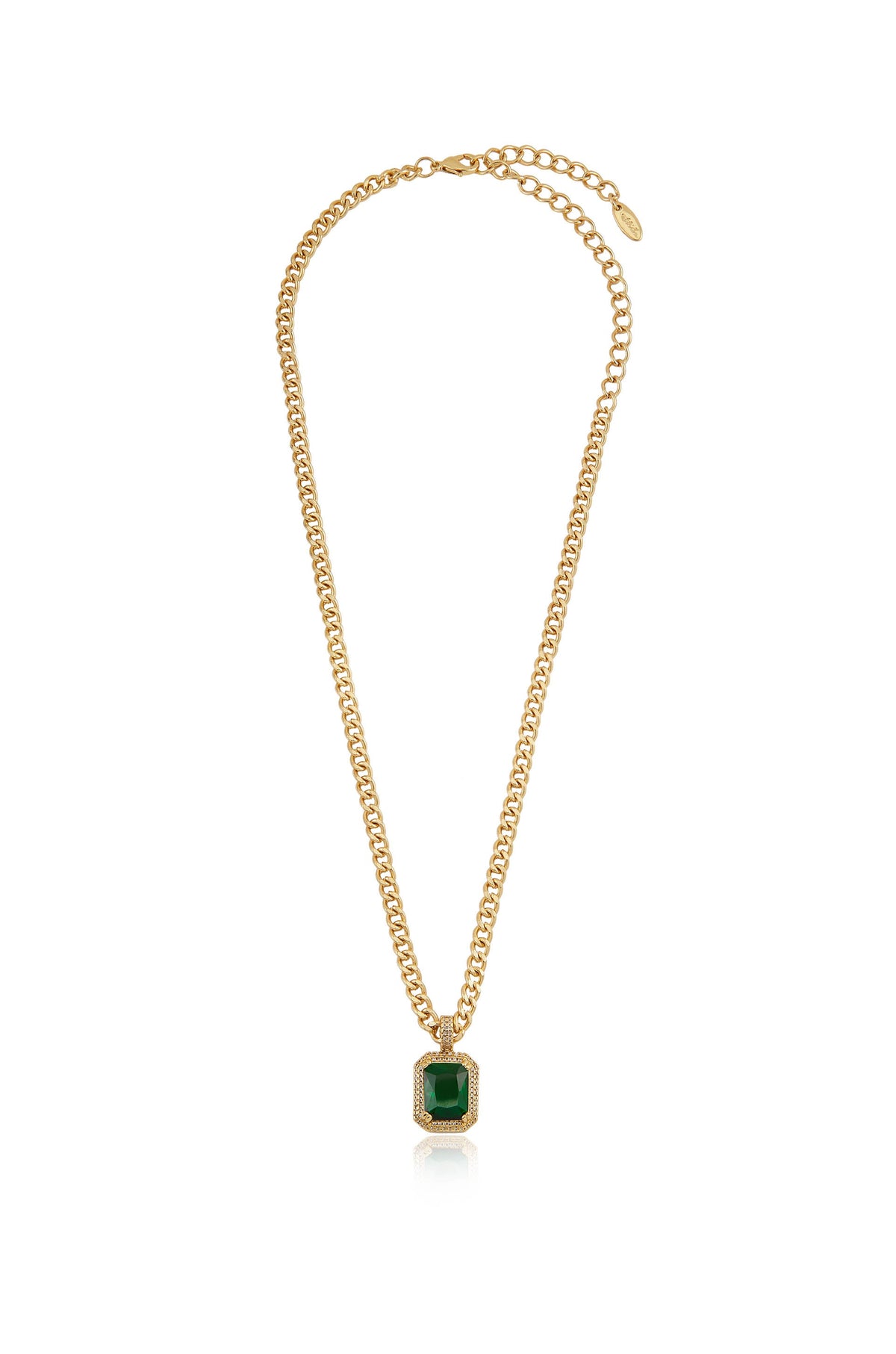 Emerald Stone Pendant Link Necklace - Emerald Crystal with 18k Gold Plating | Ettika