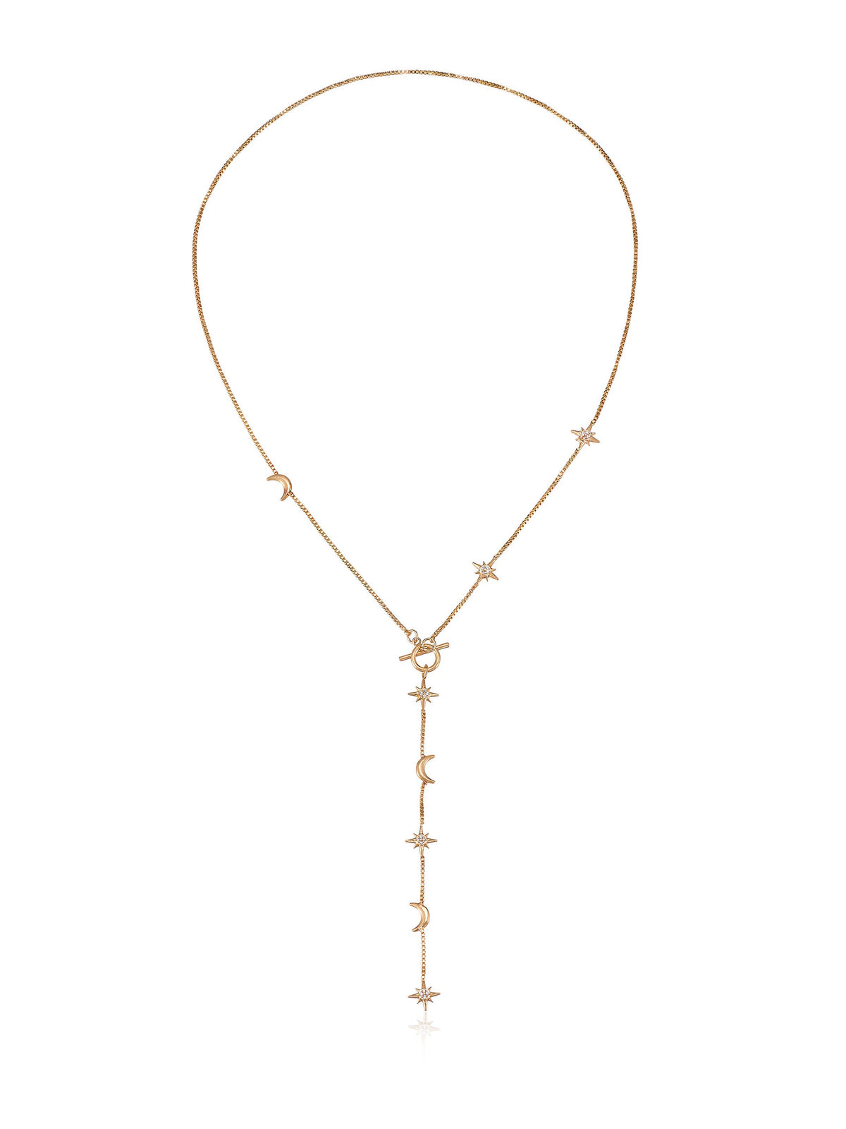 Delicate Celestial Lariat Necklace - Clear Crystals | Ettika