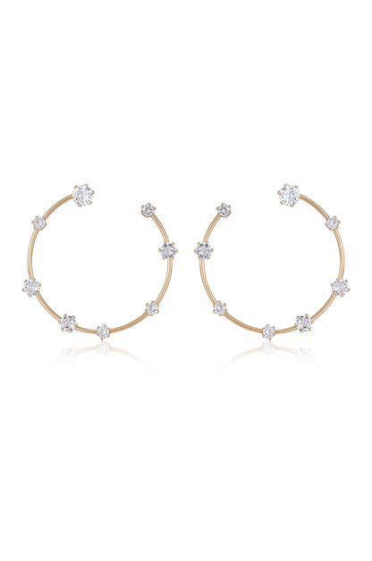 Celestial Large Wire & Crystal Ring Earrings - Clear Crystals | Ettika