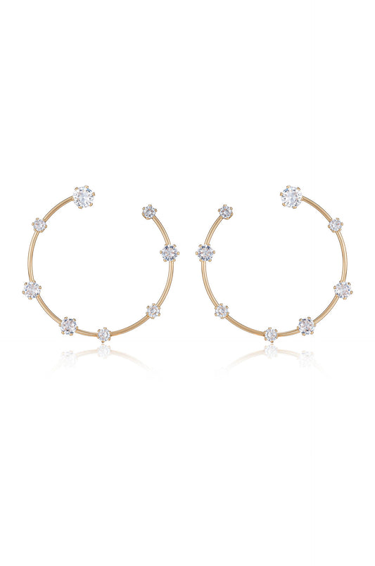 Celestial Large Wire & Crystal Ring Earrings - Clear Crystals | Ettika