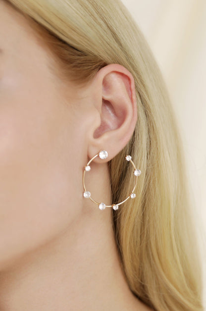 Celestial Large Wire & Crystal Ring Earrings - Clear Crystals | Ettika