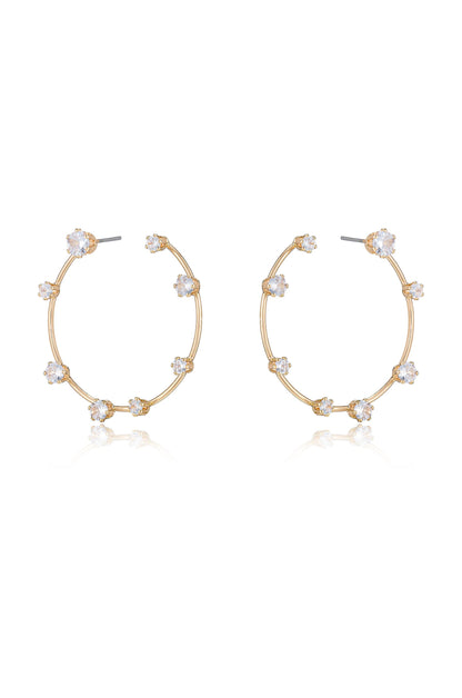 Celestial Large Wire & Crystal Ring Earrings - Clear Crystals | Ettika
