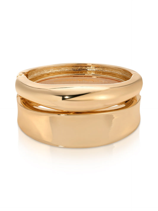 Double Golden Bangle Set - 18k Gold Plated | Ettika