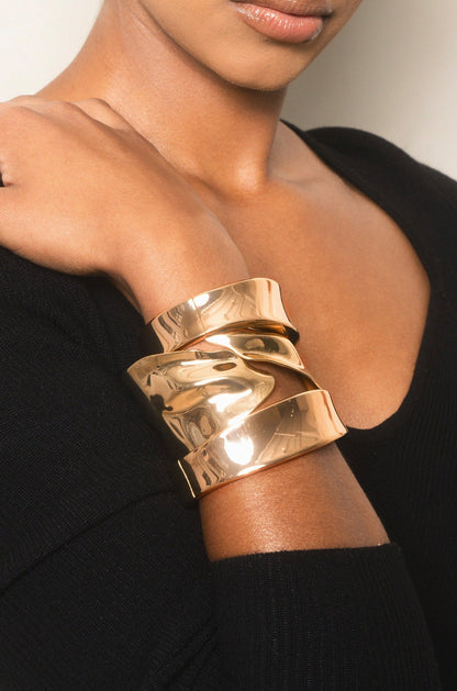 Melted Abstract Cuff Bracelet - 18k Gold Plated | Ettika