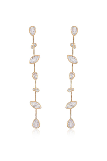 Falling Bezel Crystal Dangle Earrings - Clear Crystals | Ettika