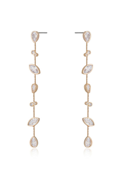 Falling Bezel Crystal Dangle Earrings - Clear Crystals | Ettika