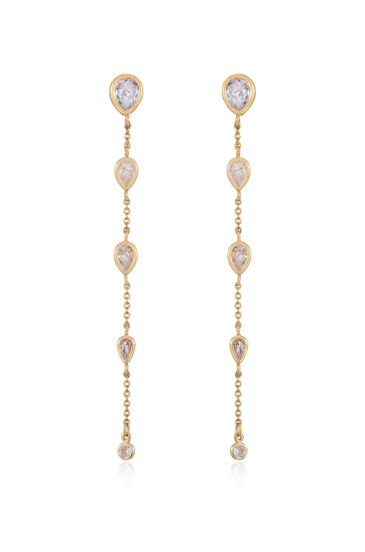 Dainty Bezel Crystal Dangle Earrings - Clear Crystals | Ettika