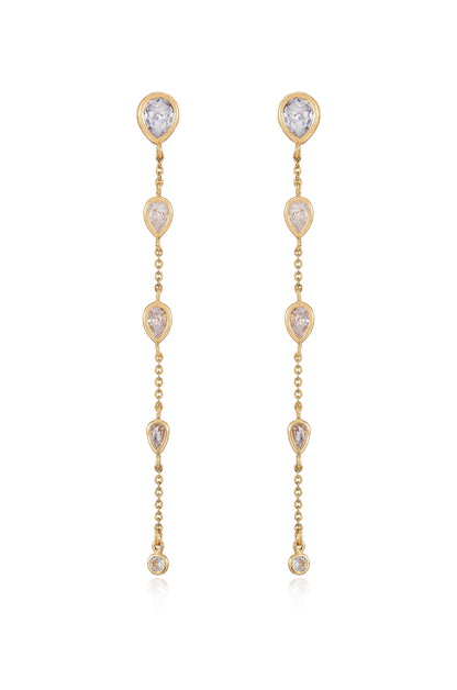 Dainty Bezel Crystal Dangle Earrings - Clear Crystals | Ettika