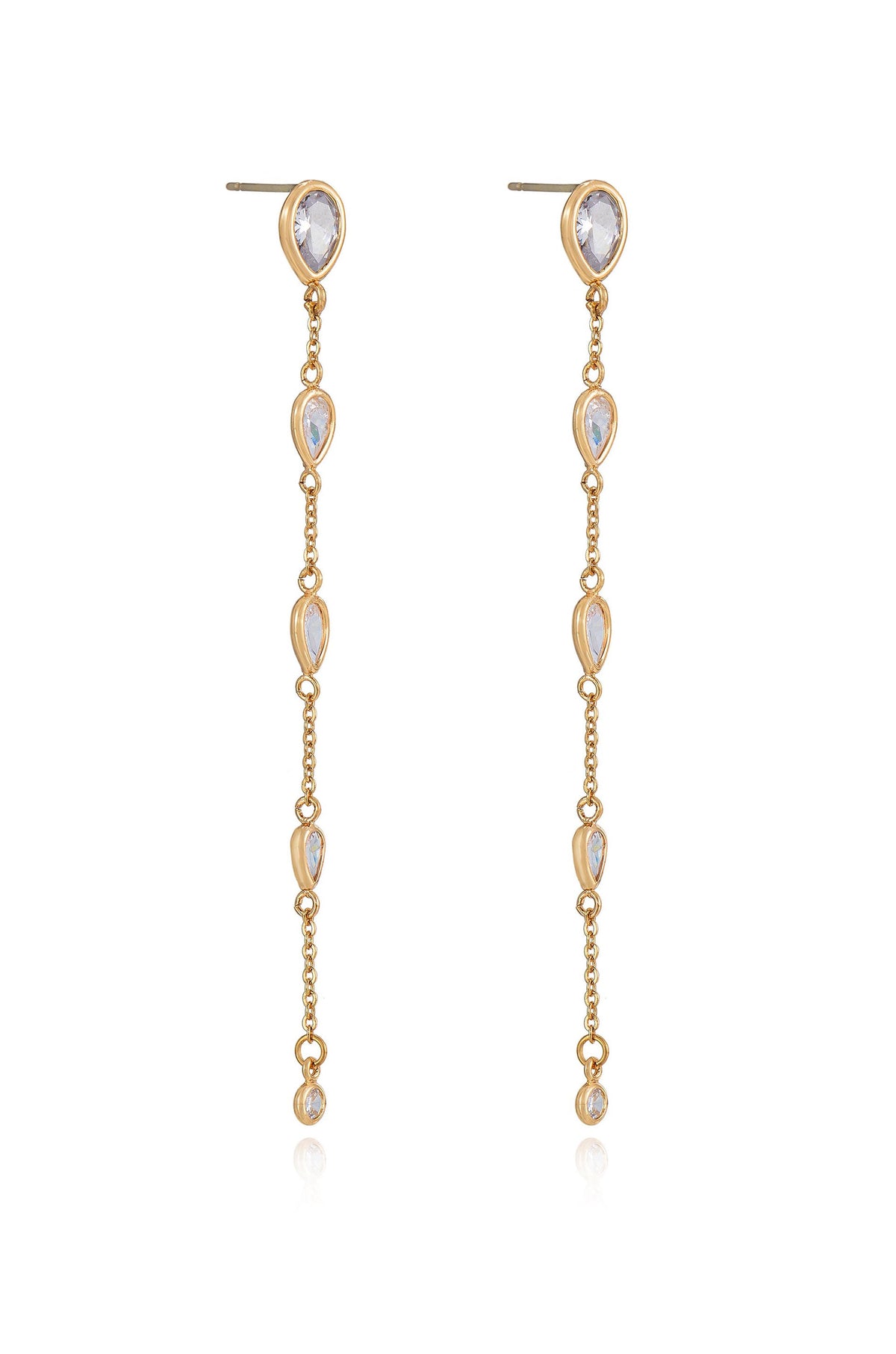 Dainty Bezel Crystal Dangle Earrings - Clear Crystals | Ettika