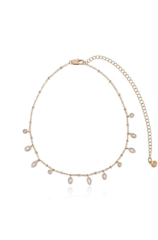 Bezel Crystal Charm Choker - Clear Crystals | Ettika