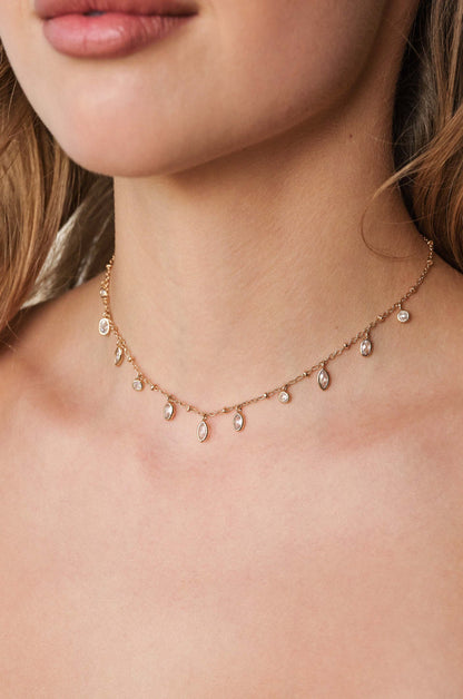 Bezel Crystal Charm Choker - Clear Crystals | Ettika