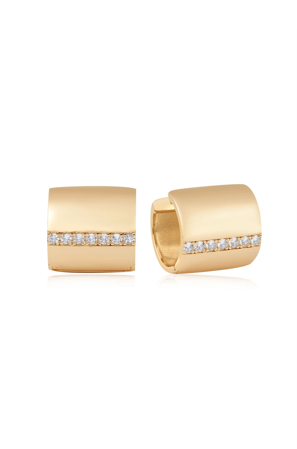 Rolled Up Stud Earrings - Clear Crystals | Ettika