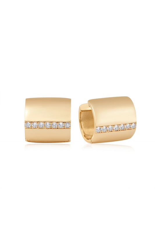 Rolled Up Stud Earrings - Clear Crystals | Ettika