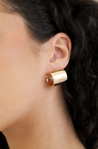Rolled Up Stud Earrings - Clear Crystals | Ettika