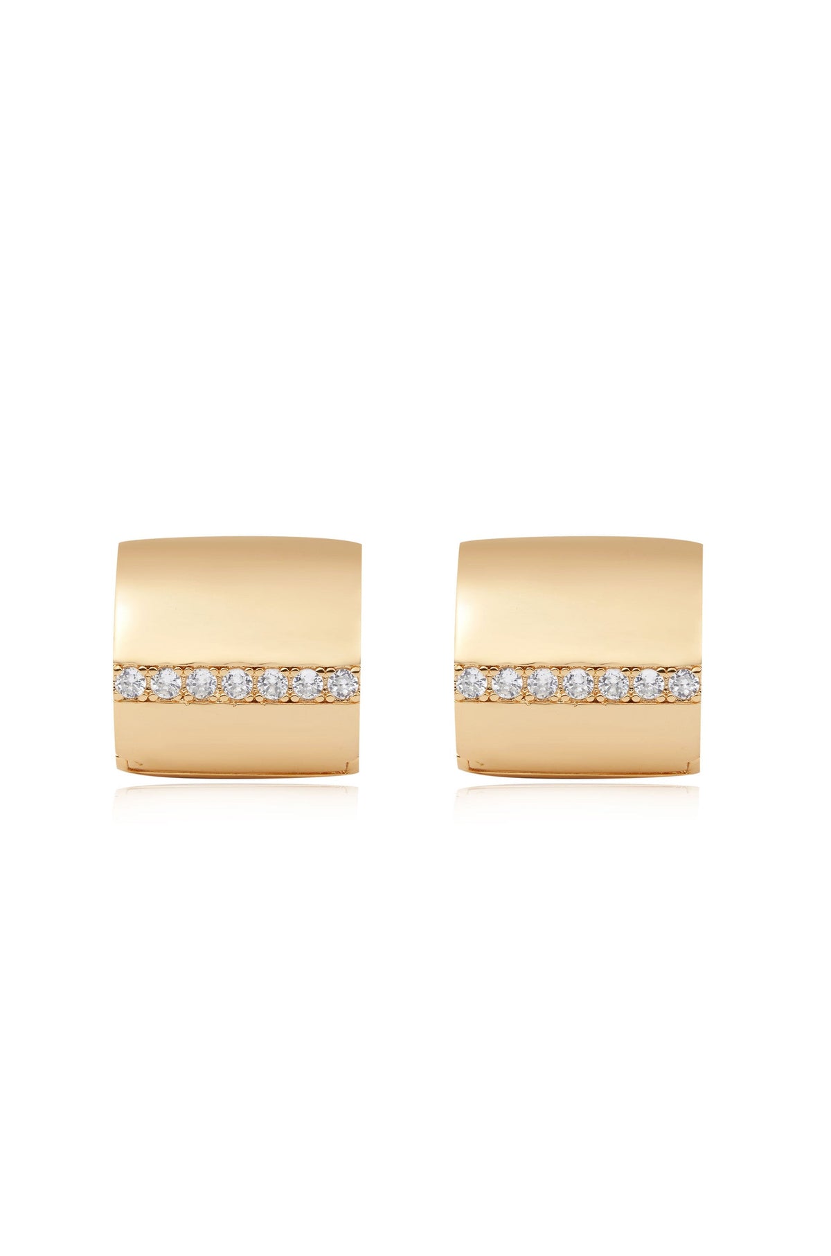 Rolled Up Stud Earrings - Clear Crystals | Ettika