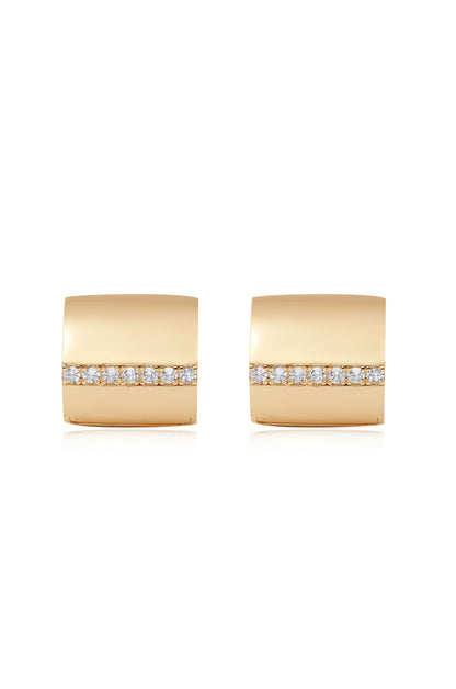 Rolled Up Stud Earrings - Clear Crystals | Ettika