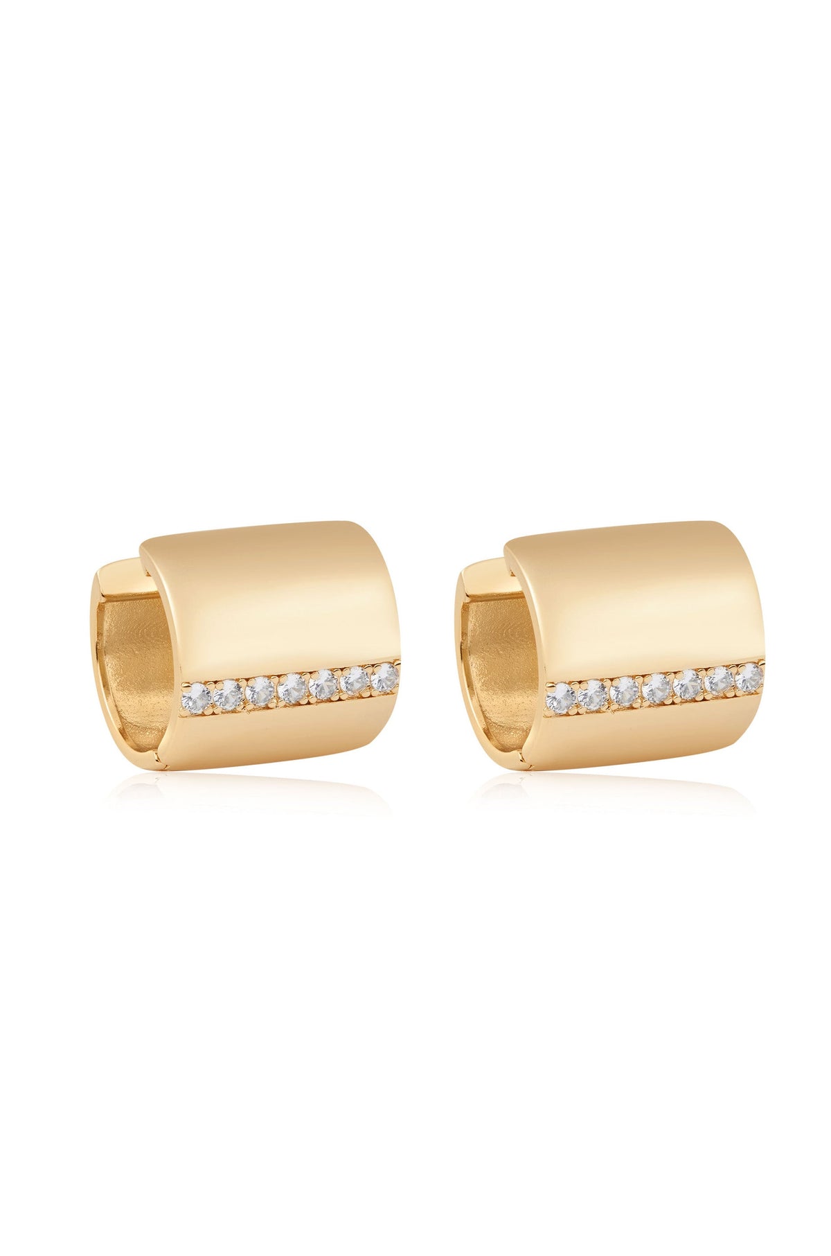 Rolled Up Stud Earrings - Clear Crystals | Ettika