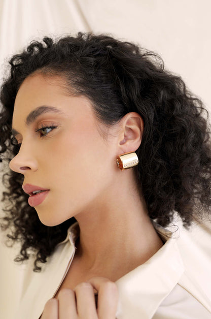 Rolled Up Stud Earrings - Clear Crystals | Ettika