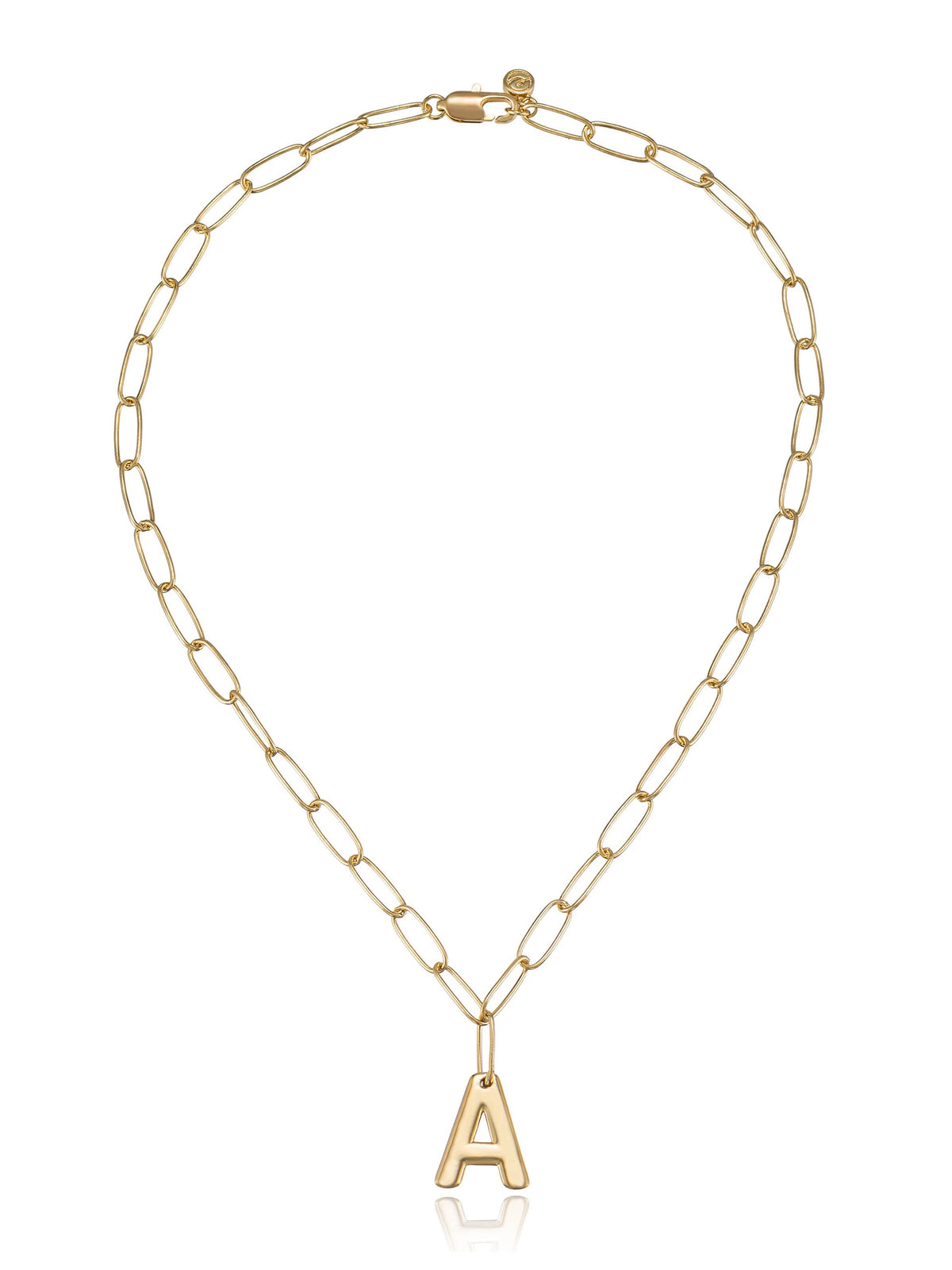 Paperclip Link Initial Necklace - 18k Gold Plated | Ettika